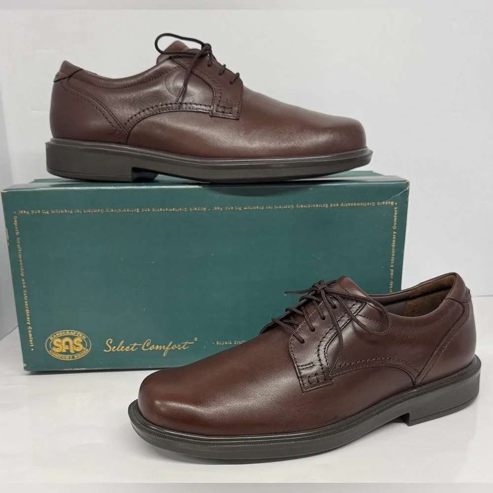 New SAS Ambassador Brown Leather Comfort Oxford Lace Up Men's Dress Shoes 10 N